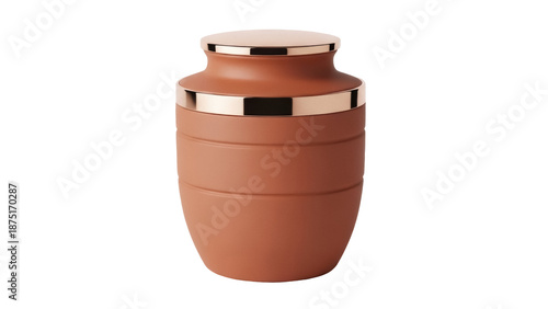 Cuadro en lienzo Elegant terracotta urn isolated PNG on transparent background, cremation vessel