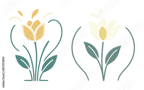 Minimalist tulip design in soft pastel colors