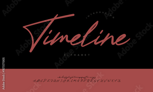 Timeline Modern Business Signature Script Font Alphabet Vector For Corporate Identity