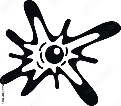 Abstract stylized fried egg splat black icon on white background