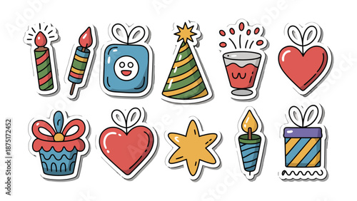 Festive Decorations: An array of whimsical hand-drawn stickers bring joy and celebration. They evoke a feeling of cheerfulness and add a touch of joy.