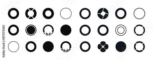 Set of circular emblems and icons with various designs