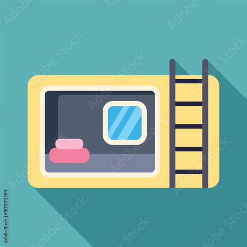 Capsule hotel pod with ladder and window for modern compact accommodation