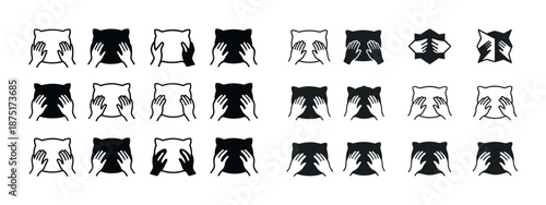 Guzheng hand gestures sequence icon set for traditional chinese instrument
