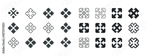 Black and white arrow icons set for navigation and direction