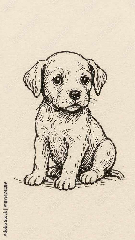 Fototapeta premium Adorable puppy sketch wallpaper for mobile