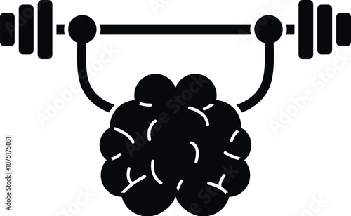 Brain icon lifting a barbell, representing mental health training and intelligence