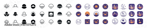 Evolution of day and night icon set from sunrise to moonrise