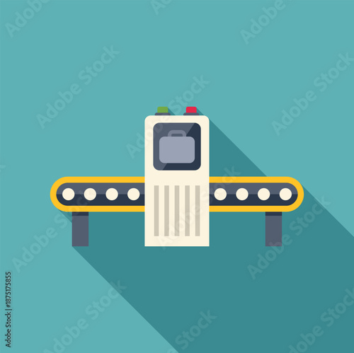 Luggage passing through an airport security scanner on a conveyor belt