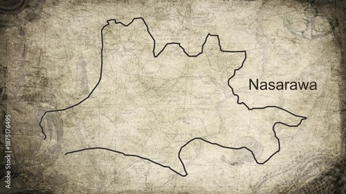 Nasarawa map drawn on a cartography background sheet of paper