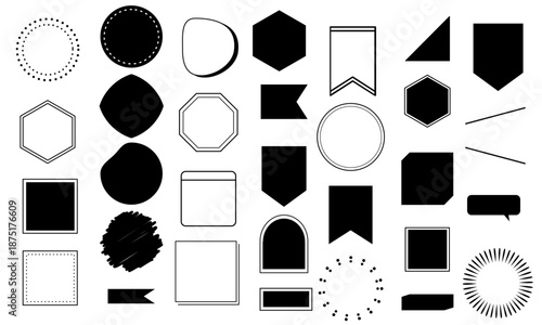 モノトーンの図形フレームあしらいセット