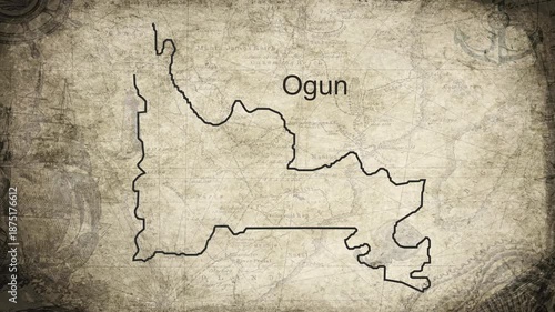 Ogun map drawn on a cartography background sheet of paper