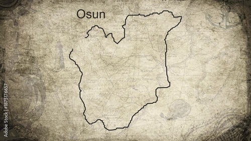 Osun map drawn on a cartography background sheet of paper