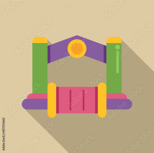 Colorful bounce house flat vector celebrating childhood fun and recreation