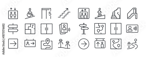 Minimalistic line icons for navigation and accessibility