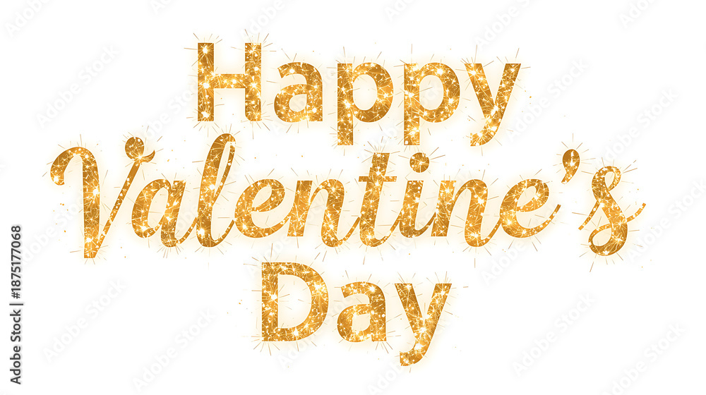 Obraz premium Sparkling gold glitter text happy valentine's day isolated on a white background