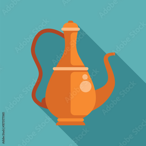 Traditional arabian dallah coffee pot graphic with a long shadow