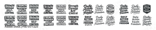 Motivational phrases in various stylized fonts and designs