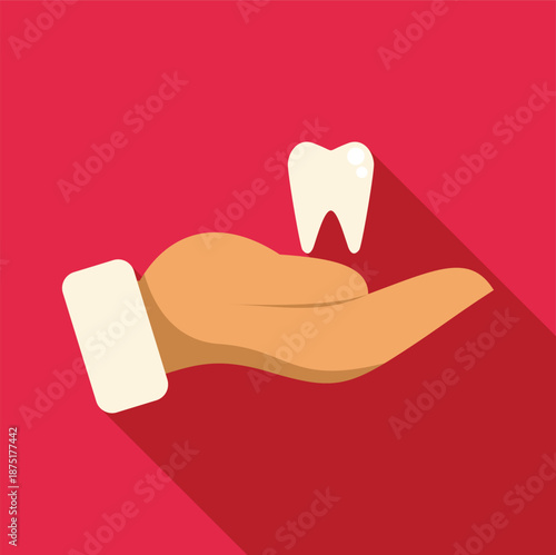 Hand holding a white tooth symbolizing dental care and oral hygiene