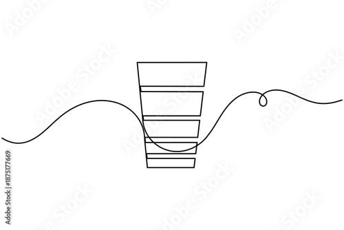 Lead generation sales funnel process icon continuous one line drawing on white background minimalist modern pipeline startup symbol outline vector illustration