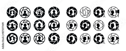 Diverse silhouette avatars in camera aperture designs