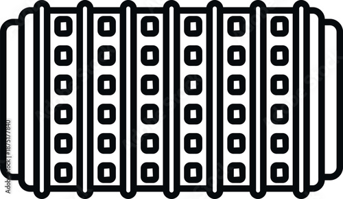 Accordion musical instrument, showing its bellows and buttons, for folk and traditional music