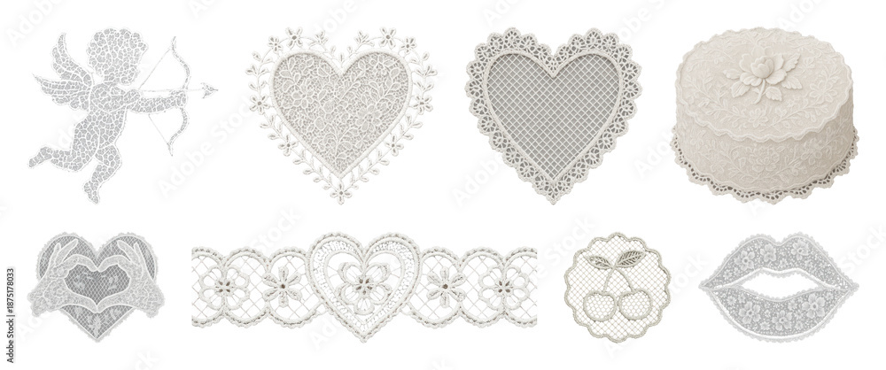 Fototapeta premium PNG Intricate lace designs for decoration, transparent background