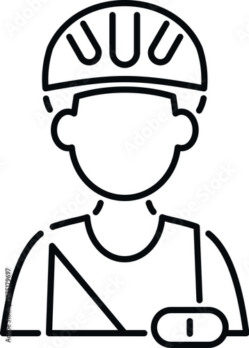 Cyclist wearing a safety helmet and jersey, representing an athlete icon