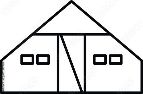 Refugee camp tent icon representing temporary housing and support