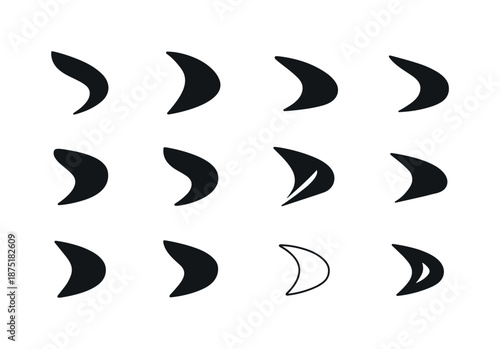 Gliding Logo Set. gliding. Icon set. Set Logo of gliding: wingtip curve. harmonious logo variations of the same emblematic concept, each with different