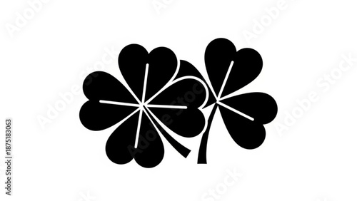 Black four leaf clover symbol on white background