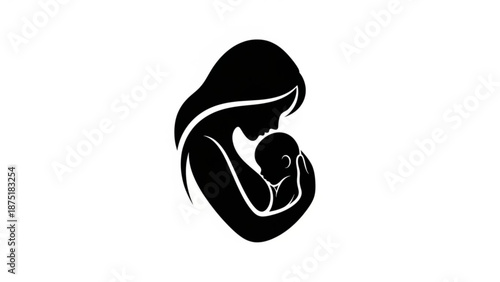 Mother holding baby in arms silhouette love care tenderness