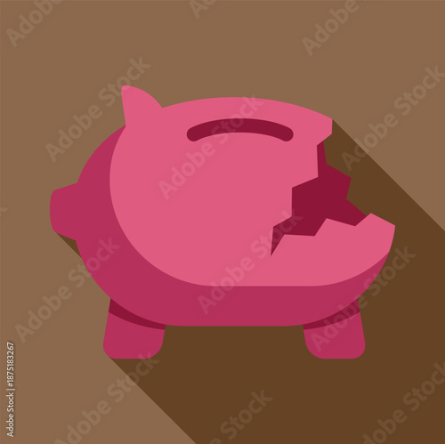 Broken pink piggy bank illustrating concepts of bankruptcy, debt, and economic hardship