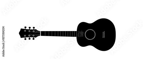 Black Silhouette of a Guitar Displayed on a White Background Depicting Simplicity in Design During a Creative Moment.