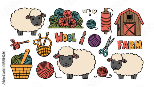 Farm & Craft Essentials: A whimsical illustration showcases the cozy charm of farm life and the artistry of crafting, perfect for creative projects.