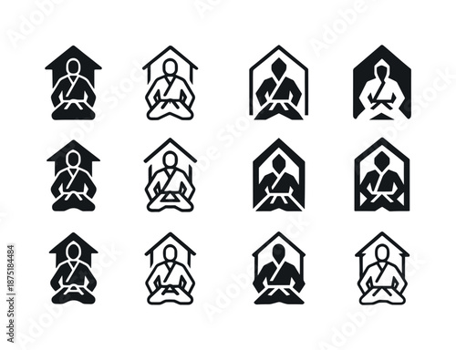 Martial Arts Logos. Martial Arts Training and Competitions. Icon set. Set Logo of Martial Arts Training and Competitions: dojo emblem. harmonious