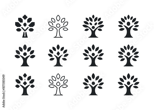 Integrity Logo Variations. Integrity in Leadership. Icon set. Set Logo of Integrity in Leadership: tree of values. harmonious logo variations of the same