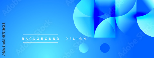 Abstract blue background. Overlapping shapes create dynamic visual effect. Modern design elements suggest technology, innovation.