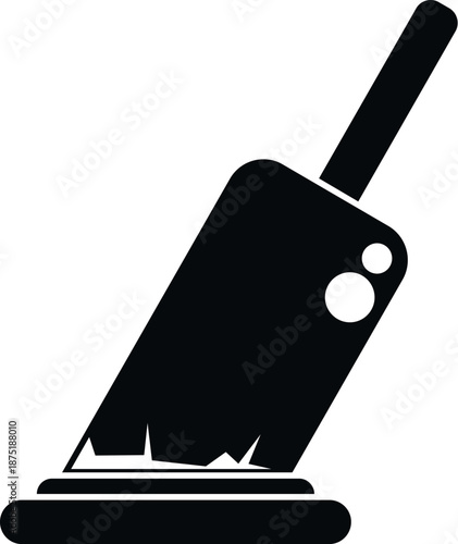 Butcher cleaver chopping down with splintering base, representing violence or cooking