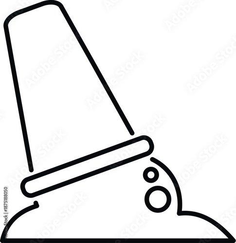 Tilted water bucket spilling liquid onto the floor, creating a puddle