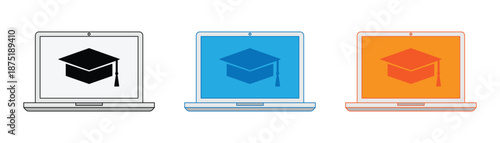 Online Learning E Learning Education Flat Vector Icon