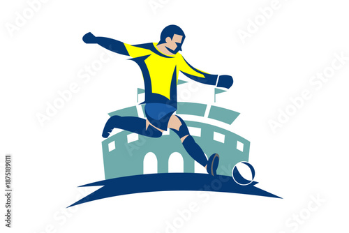 Soccer or football sport vector illustration. sportman, playing football. sport cartoon illustration.