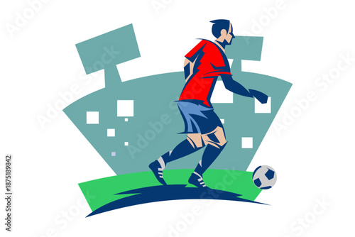 Soccer or football sport vector illustration. sportman, playing football. sport cartoon illustration.
