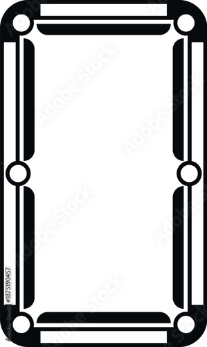 Drawing a simple black and white top view of a pool table with six pockets