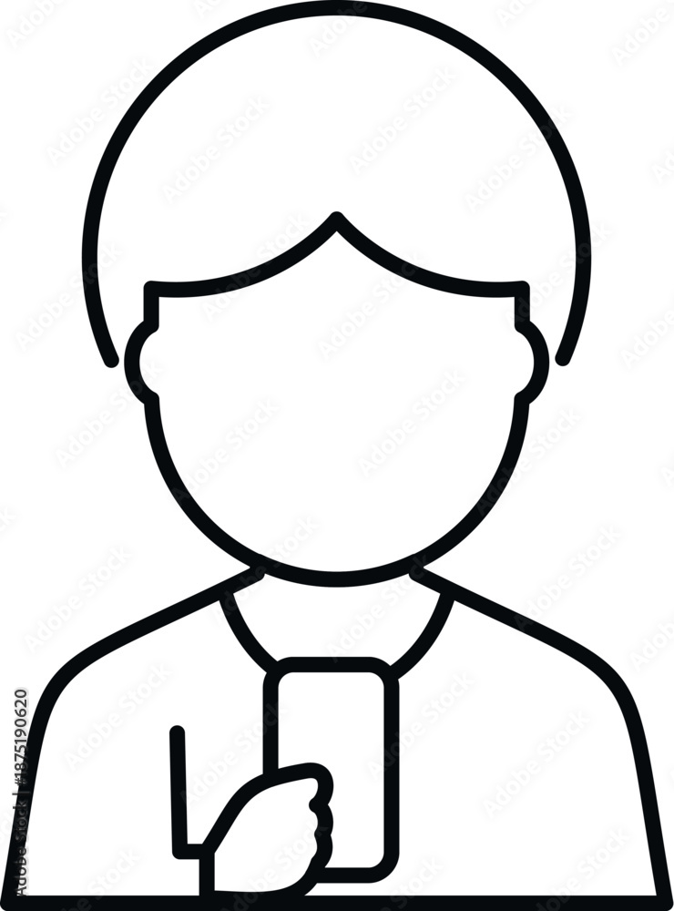 Fototapeta premium Person avatar holding a mobile phone, representing user communication