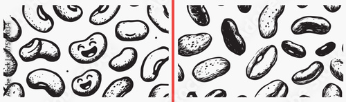 Mixed Seed Nut Pattern, Fresh Organic Food Illustration, Healthy Snack Drawing, Kitchen Ingredient Sketch, Natural Protein Art, Farm Harvest Design, Superfood Seed Collection

