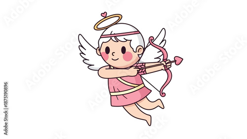 Adorable cartoon cupid character flying with bow and arrow, symbolizing love and romance for Valentine's Day celebrations and romantic designs