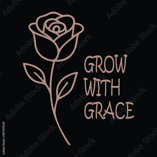Rose with typography vector transparent