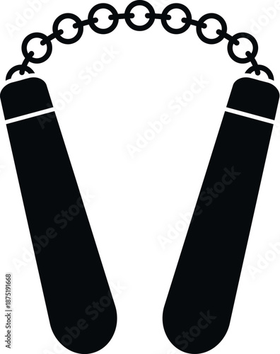Nunchaku silhouette representing martial arts, combat sports, and self defense concepts