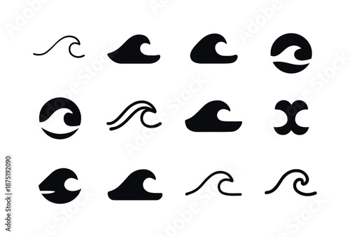 Professional Detachment Icons. Professional detachment. Icon set. Set Logo of Professional detachment: calm wave line symbol. harmonious logo variations of the